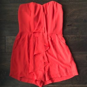 Strapless red romper